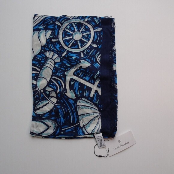 Vera Bradley SHORE ENOUGH Soft Fringe Scarf Wrap Coastal Tropical Sea Beach - Picture 8 of 11